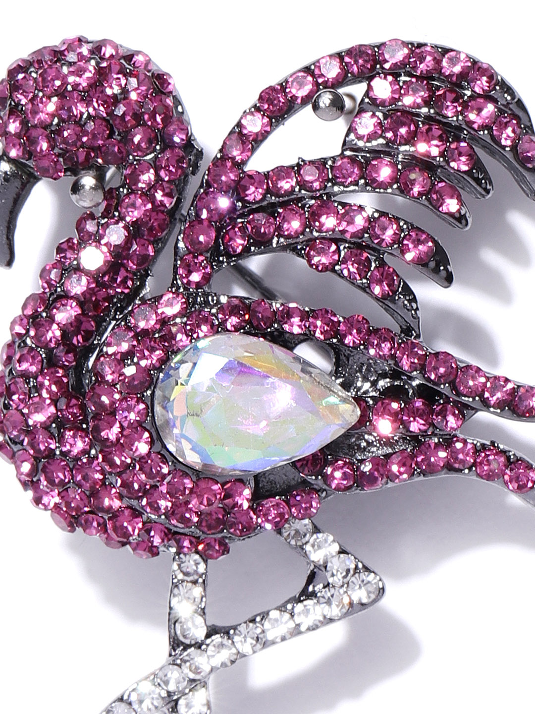 YouBella Stylish Bird Shape Jewellery Silver Plated Brooches for Women (Purple) (YB_Brooch_90)